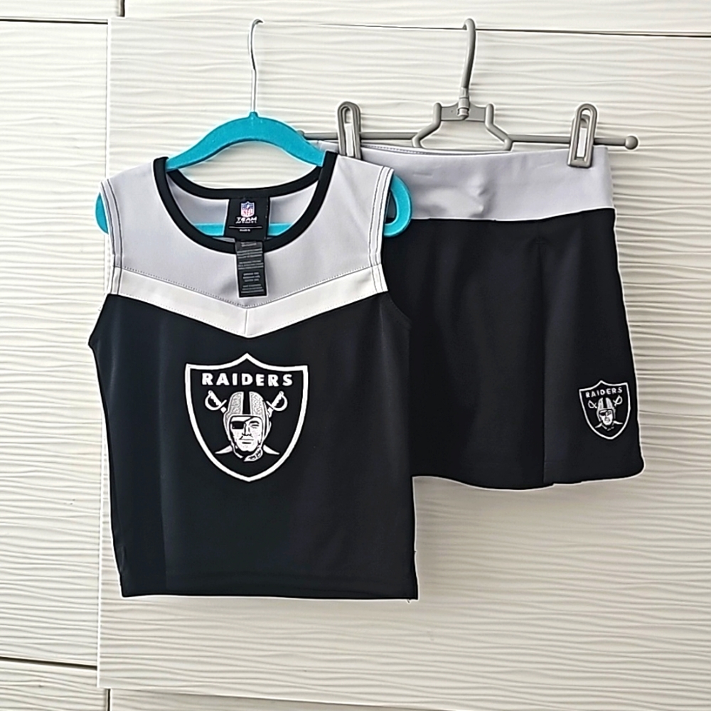 RAIDER Girls Cheer Outfit Size 5-6 NFL Team Apparel
